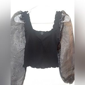 Fashion Nova sheer long sleeve crop top